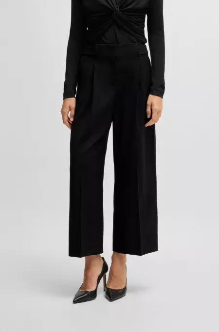 Regular-fit high-waisted trousers in wool