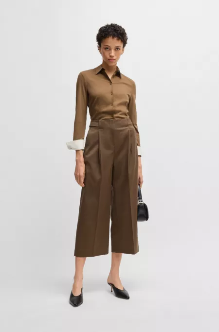 Regular-fit high-waisted trousers in wool