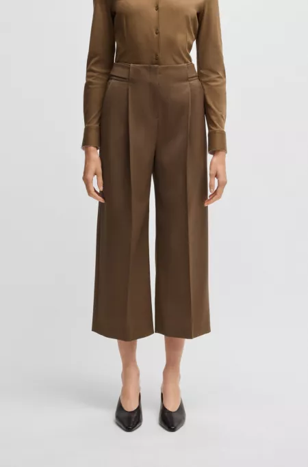 Regular-fit high-waisted trousers in wool