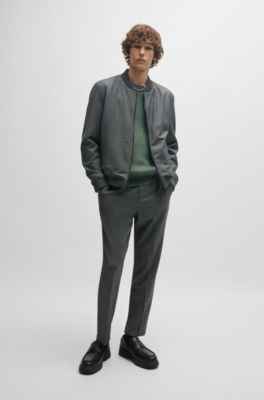 Slim-fit jacket in micro-patterned birdseye cloth, Light Grey