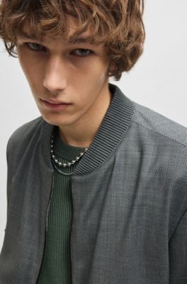 Slim-fit jacket in micro-patterned birdseye cloth, Light Grey