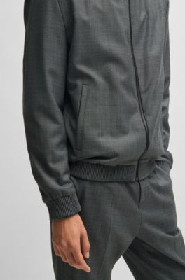 Slim-fit jacket in micro-patterned birdseye cloth, Light Grey