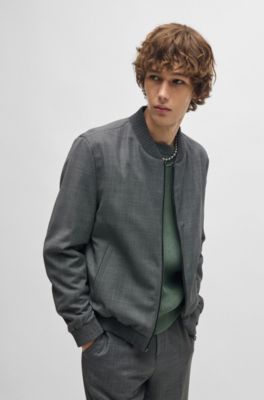 Slim-fit jacket in micro-patterned birdseye cloth, Light Grey