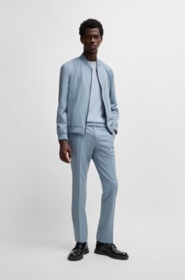Slim-fit jacket in stretch-wool, Light Blue