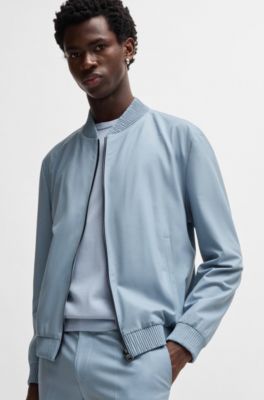 Slim-fit jacket in stretch-wool, Light Blue