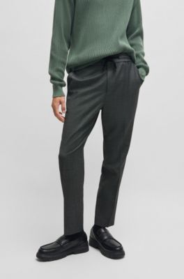 Extra-slim-fit trousers in micro-patterned stretch cloth, Light Grey