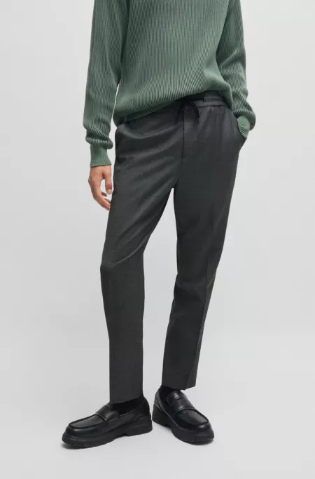 Extra-slim-fit trousers in micro-patterned stretch cloth