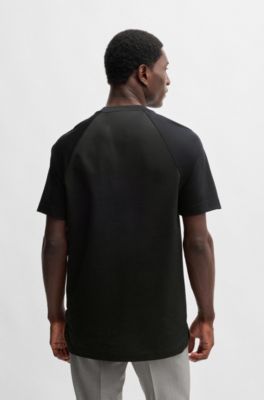Regular-fit T-shirt with structured body, Black
