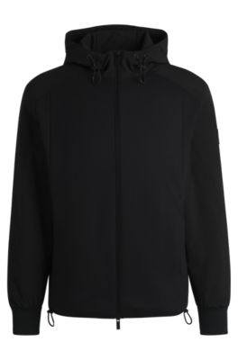 BOSS - Hooded regular-fit jacket in mixed materials - Black