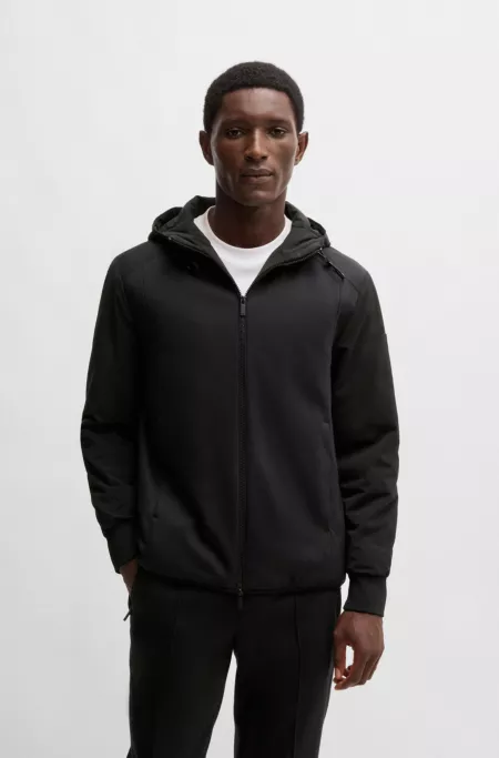 Hooded regular-fit jacket in mixed materials