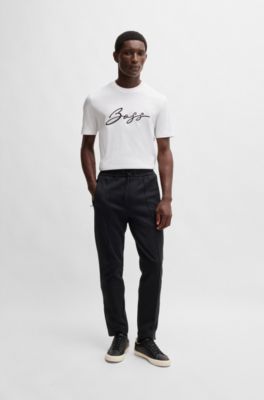 Pantalones de ch&aacute;ndal regular fit en algod&oacute;n con acabado mercerizado, Negro