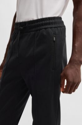 Pantalones de ch&aacute;ndal regular fit en algod&oacute;n con acabado mercerizado, Negro