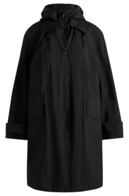 Chaqueta repelente al agua con interior desmontable de forro polar, Negro