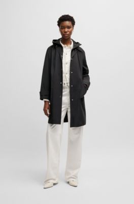 Chaqueta repelente al agua con interior desmontable de forro polar, Negro