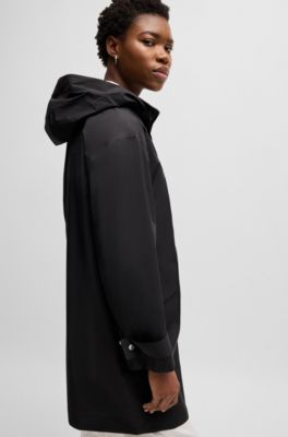 Chaqueta repelente al agua con interior desmontable de forro polar, Negro