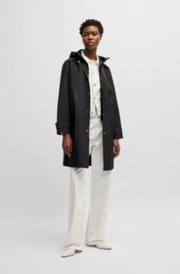 Chaqueta repelente al agua con interior desmontable de forro polar, Negro