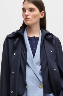 Chaqueta repelente al agua con interior desmontable de forro polar, Azul oscuro