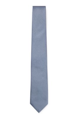Silk-blend tie with jacquard pattern, Light Blue