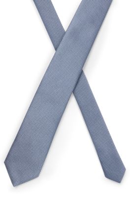 Silk-blend tie with jacquard pattern, Light Blue