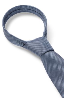 Silk-blend tie with jacquard pattern, Light Blue
