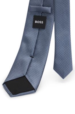 Silk-blend tie with jacquard pattern, Light Blue