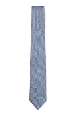 Silk-blend tie with jacquard-woven pattern, Light Blue