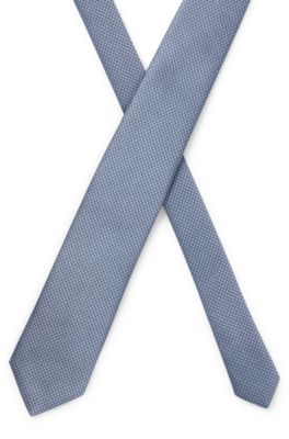 Silk-blend tie with jacquard-woven pattern, Light Blue