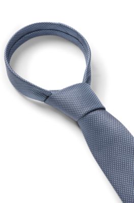 Silk-blend tie with jacquard-woven pattern, Light Blue