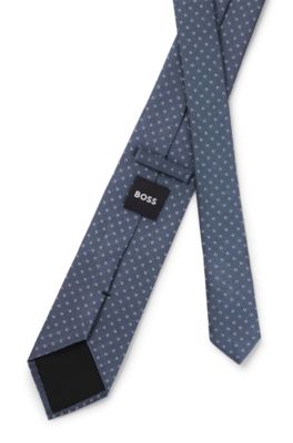 Silk-blend tie with jacquard-woven pattern, Light Blue