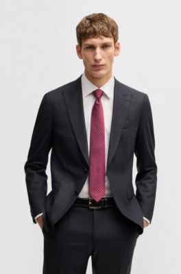 Silk-blend tie with jacquard-woven pattern, Dark pink