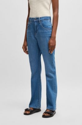 Vaqueros acampanados de denim el&aacute;stico y c&oacute;modo en tono azul, Celeste