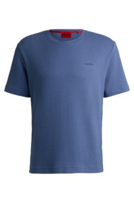 HUGO - Waffle-structured pajama T-shirt with embroidered