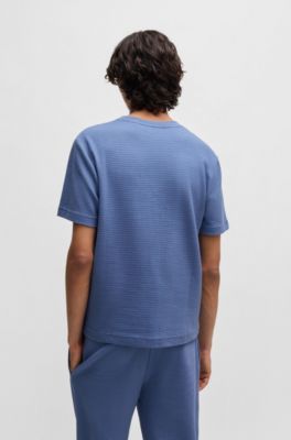 Embroidered-logo pyjama T-shirt in a cotton blend, Light Blue