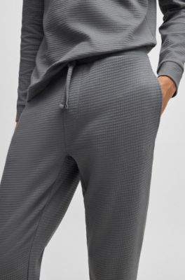 Pantalones de pijama de algod&oacute;n con logo bordado, Gris claro