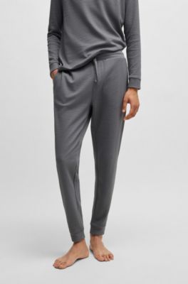 Pantalones de pijama de algod&oacute;n con logo bordado, Gris claro