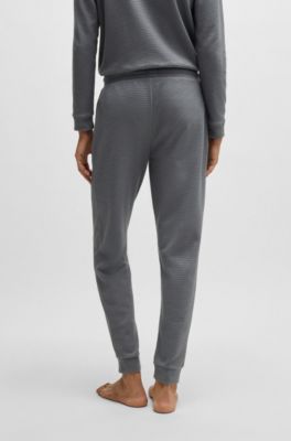 Pantalones de pijama de algod&oacute;n con logo bordado, Gris claro