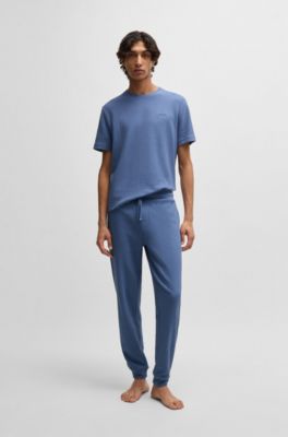Pantalones de pijama de algod&oacute;n con logo bordado, Celeste