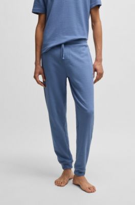 Pantalones de pijama de algod&oacute;n con logo bordado, Celeste