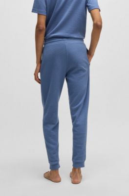 Pantalones de pijama de algod&oacute;n con logo bordado, Celeste