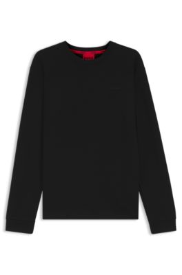 Waffle-structure pyjama T-shirt in a cotton blend, Black