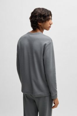 Camiseta de pijama de algod&oacute;n con estructura de rejilla, Gris claro