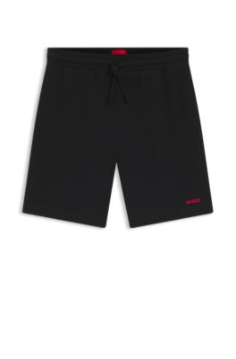 Embroidered-logo pyjama shorts in a cotton blend, Black