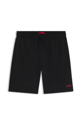 Waffle-jacquard pajama shorts, Black
