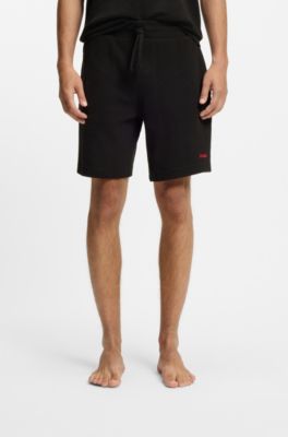 Embroidered-logo pyjama shorts in a cotton blend, Black