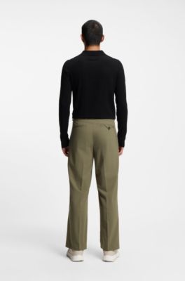 Slim-fit knit polo with reverse logo, Black