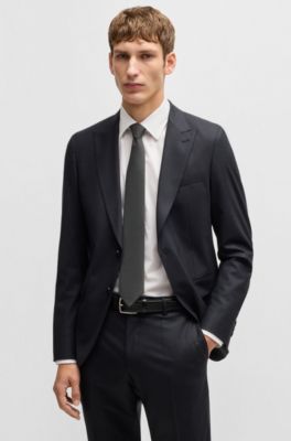 Cravate en jacquard de soie m&eacute;lang&eacute;e &agrave; micro&nbsp;motif, Noir