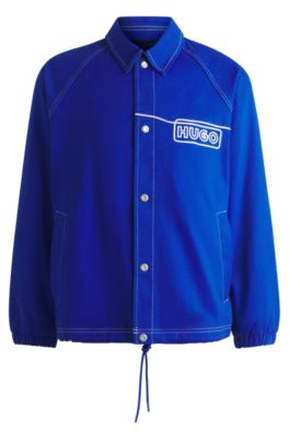 Cotton-twill jacket with chain-stitch logo, Light Blue