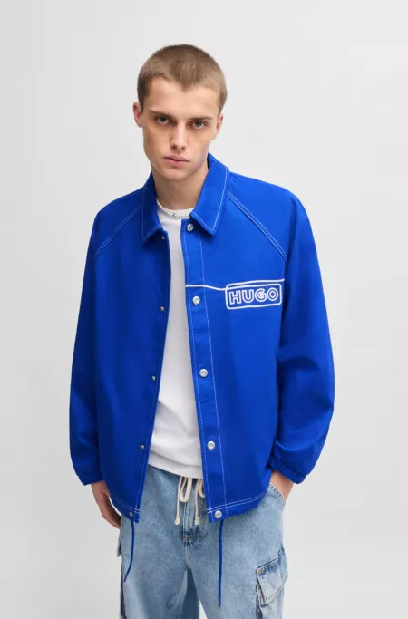 Cotton-twill jacket with chain-stitch logo