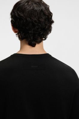 Regular-fit knitted sweater with crew neckline, Black