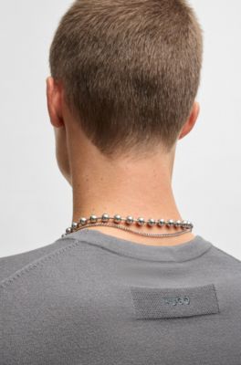 Regular-fit knitted sweater with crew neckline, Light Grey